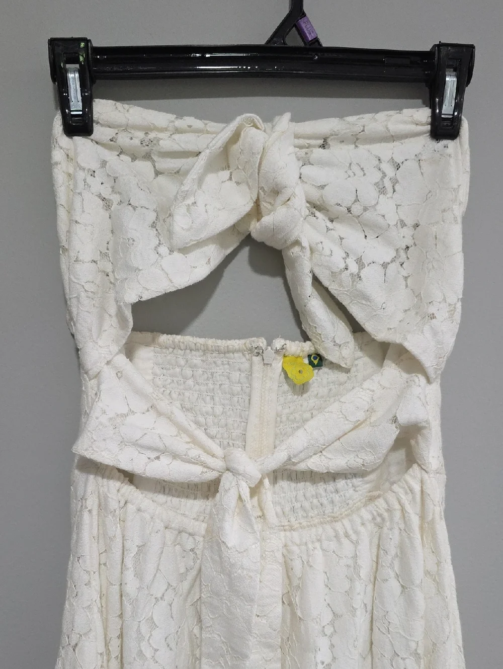FARM Rio White Lace Strapless Tie-Front Cut Out Maxi Dress White Sz Med - Picture 2 of 5